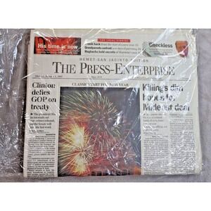 Vintage 2001 The Press-Enterprise Newspaper Hemet San Jacinto Jan 1 Clinton GOP